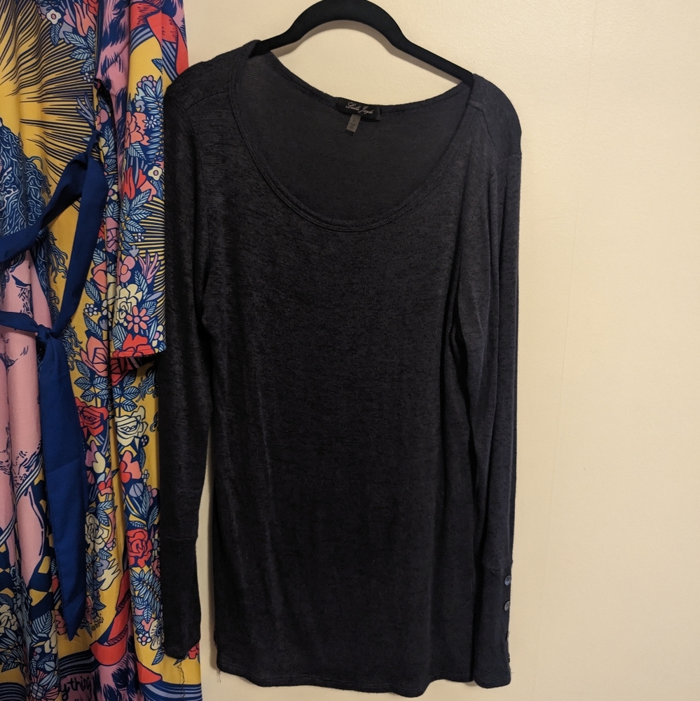 Charcoal Soft Button Detail Long Shirt